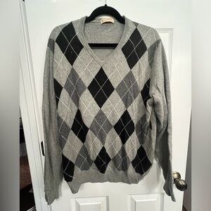 J. Crew Gray Argyle Sweater